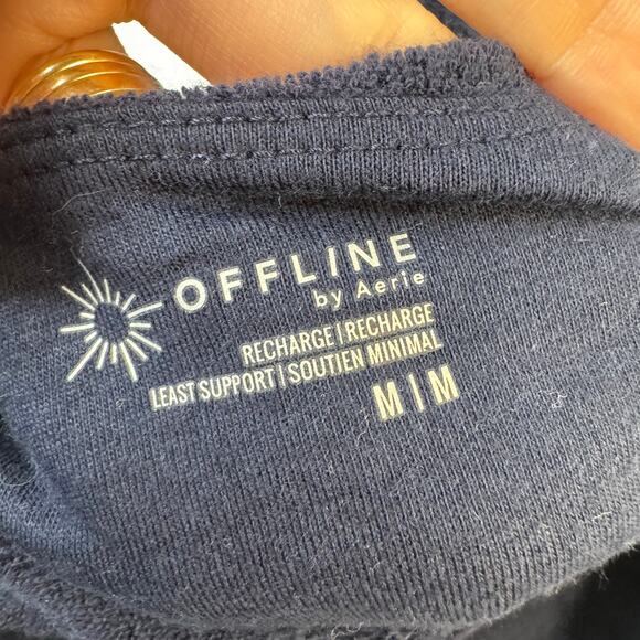 OFFLINE by Aerie Summer Lights Terry Sports Bra Royal Navy Plunge Medium NWT - Picture 6 of 7